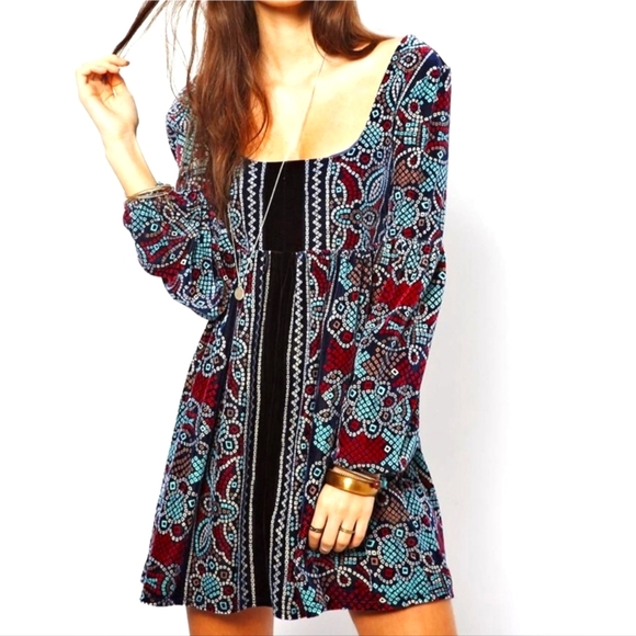 Free People Oh So Easy Velvet Babydoll Women's Dress - Picture 1 of 9
